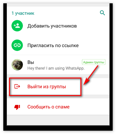Удаление группы Whatsapp